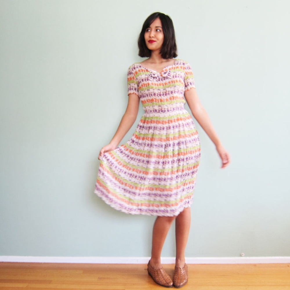 40s vintage floral midi dress