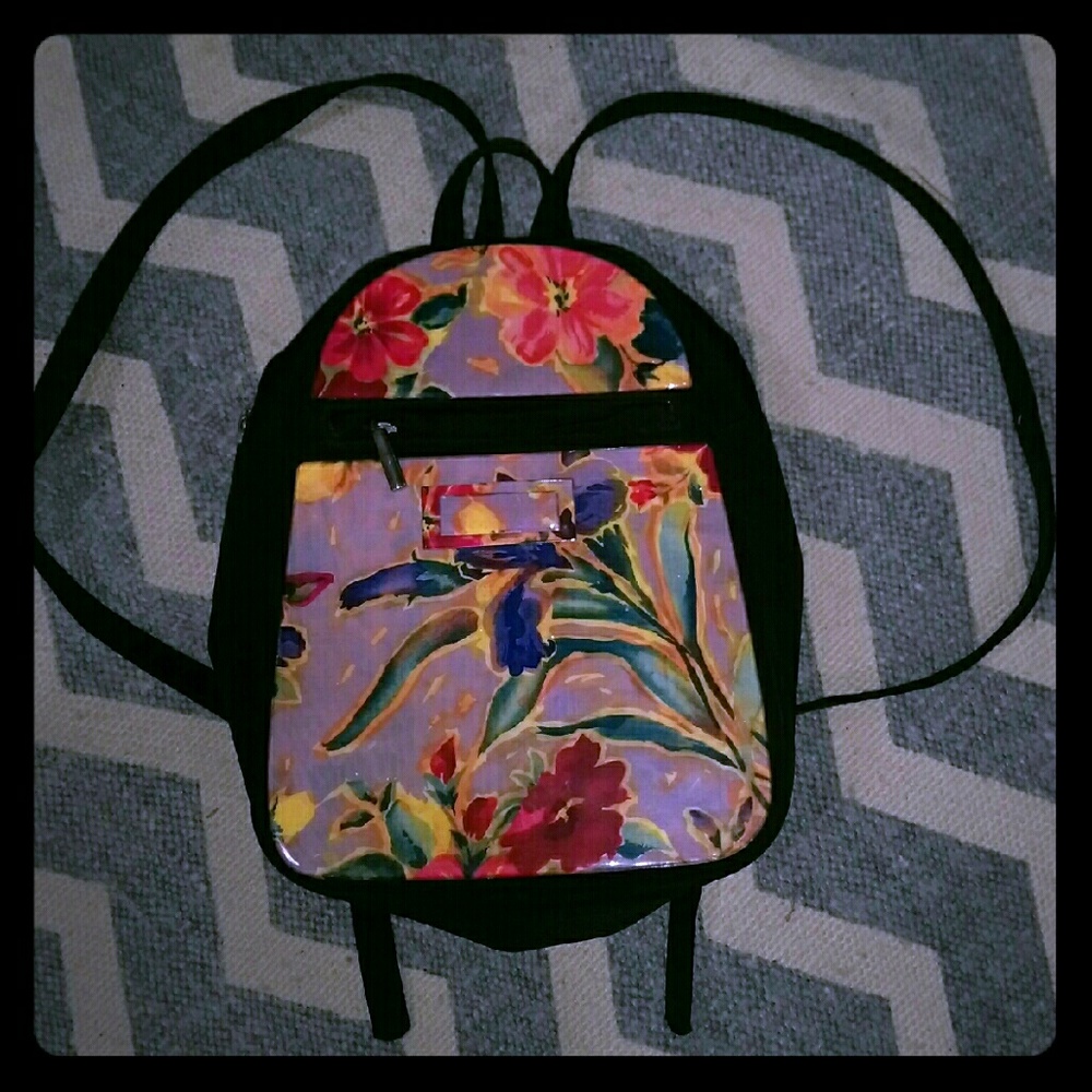 Designer backpack floral and black