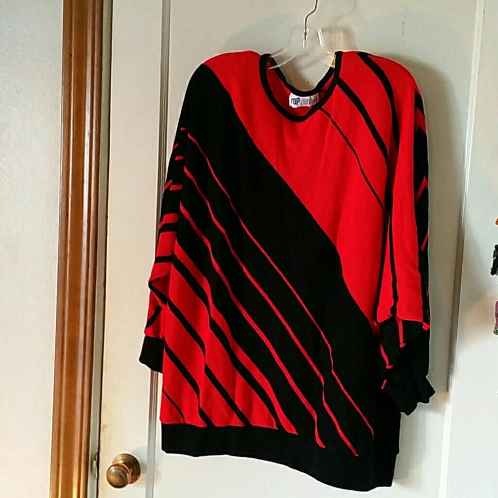 Red and black sweater made in the USA