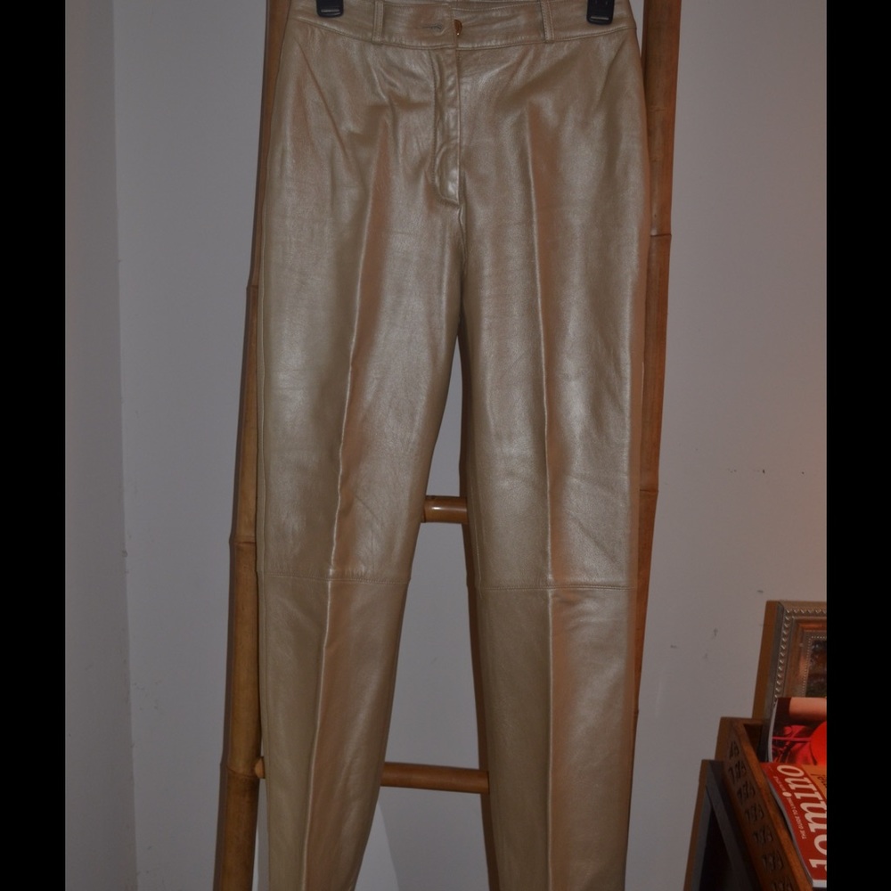 St. John Cream-colored Leather Pants