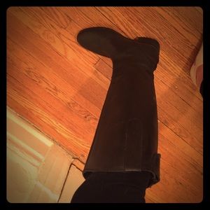 Black leather riding boots