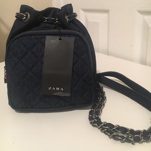 Denim mini Zara chain backpack purse