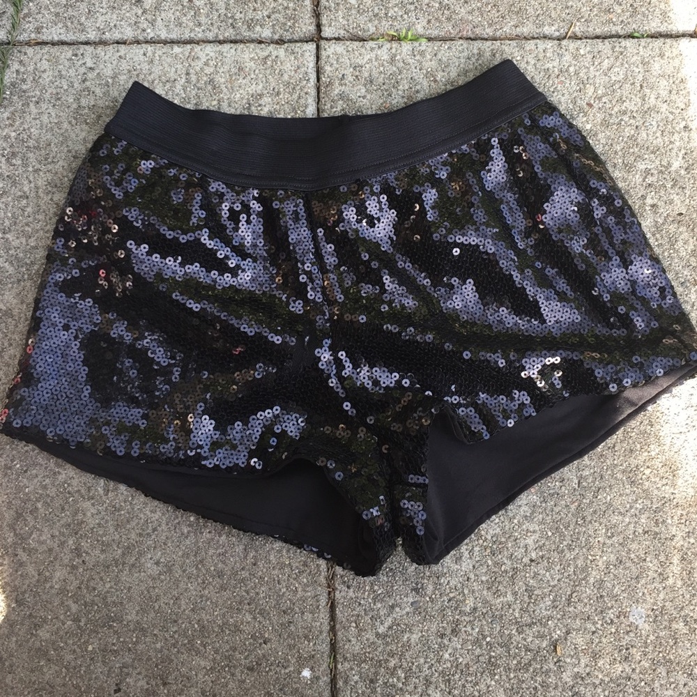 Black sequin shorts