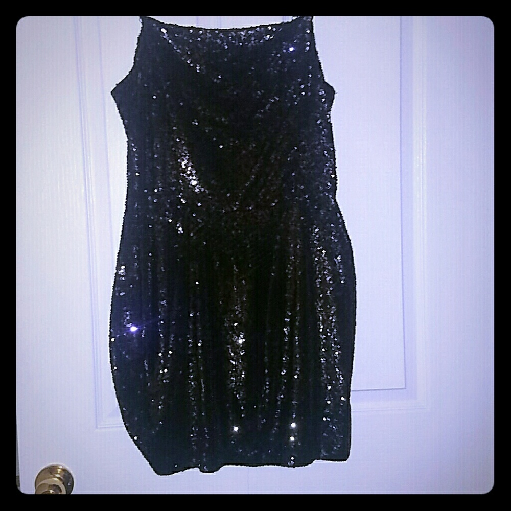 ALL SAINTS NWOT BLACK TWO TONE SEQUIN DRESS