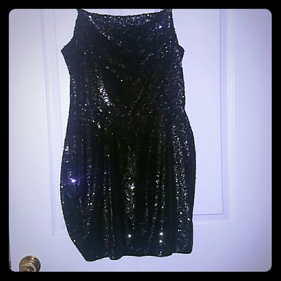 ALL SAINTS NWOT BLACK TWO TONE SEQUIN DRESS - Picture 1 of 2