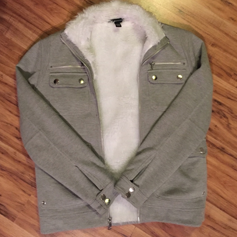 Utility Chic Faux Fur Jacket Sz M