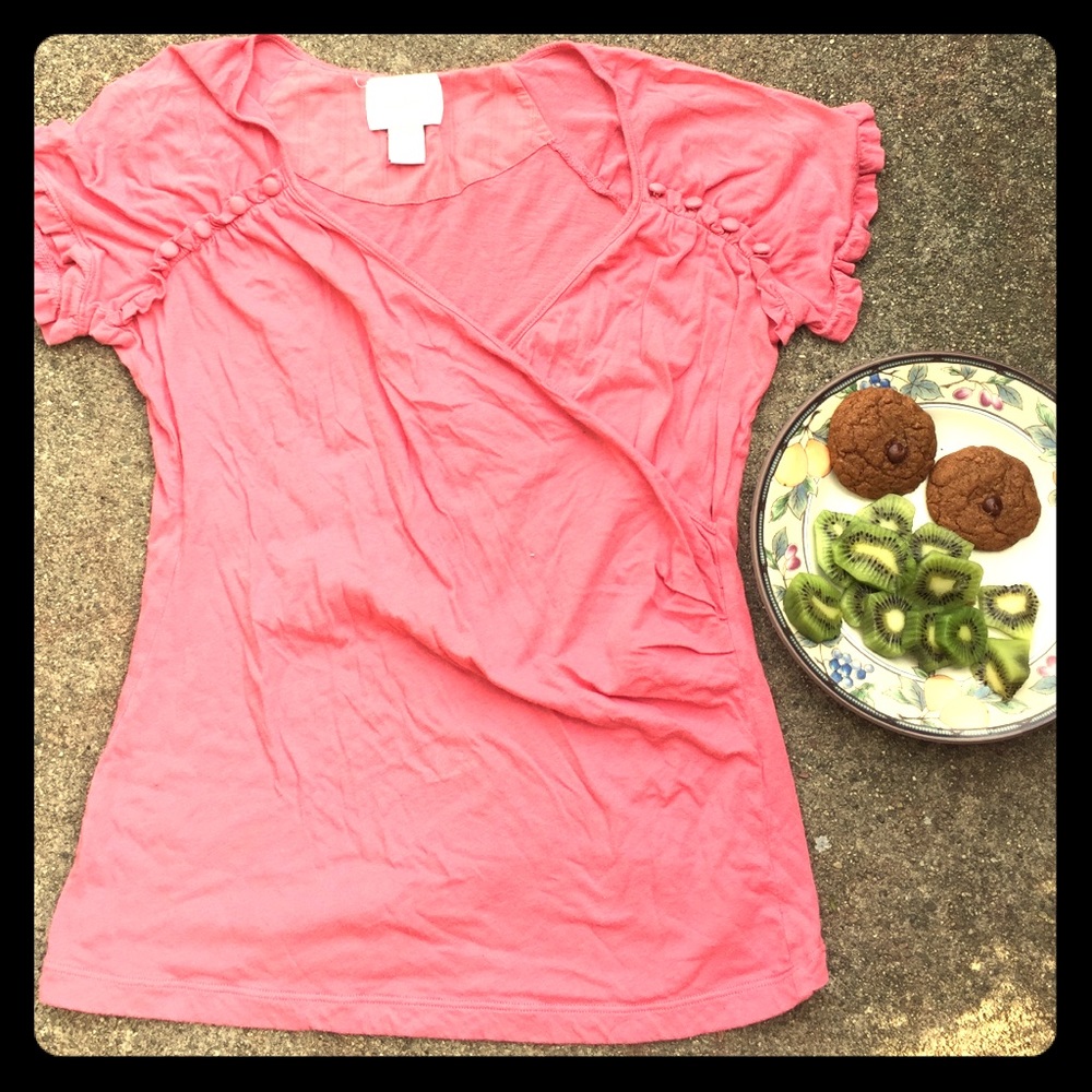 Pink coral color cross-front top