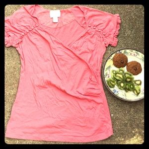 Pink coral color cross-front top