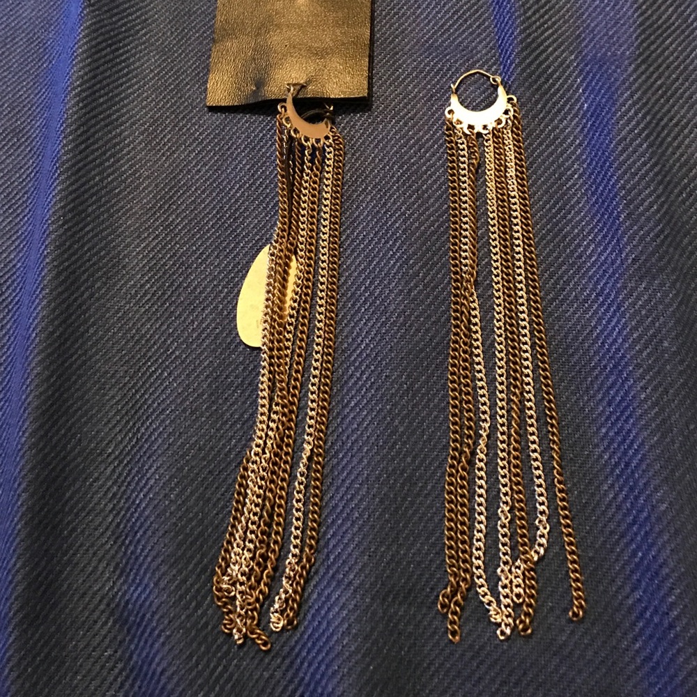 Free People silver and bronze fringe earrings