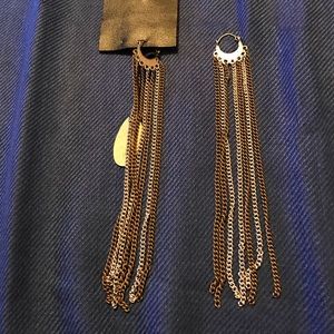 Free People silver and bronze fringe earrings