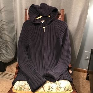 J Crew navy blue ribbed zip sweater