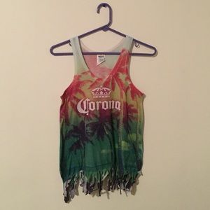 Bright Corona logo tank with fringe
