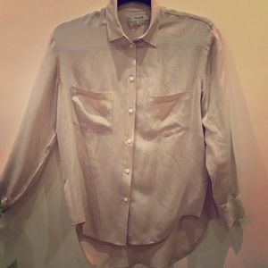 Madewell silk button down shirt in pale rose