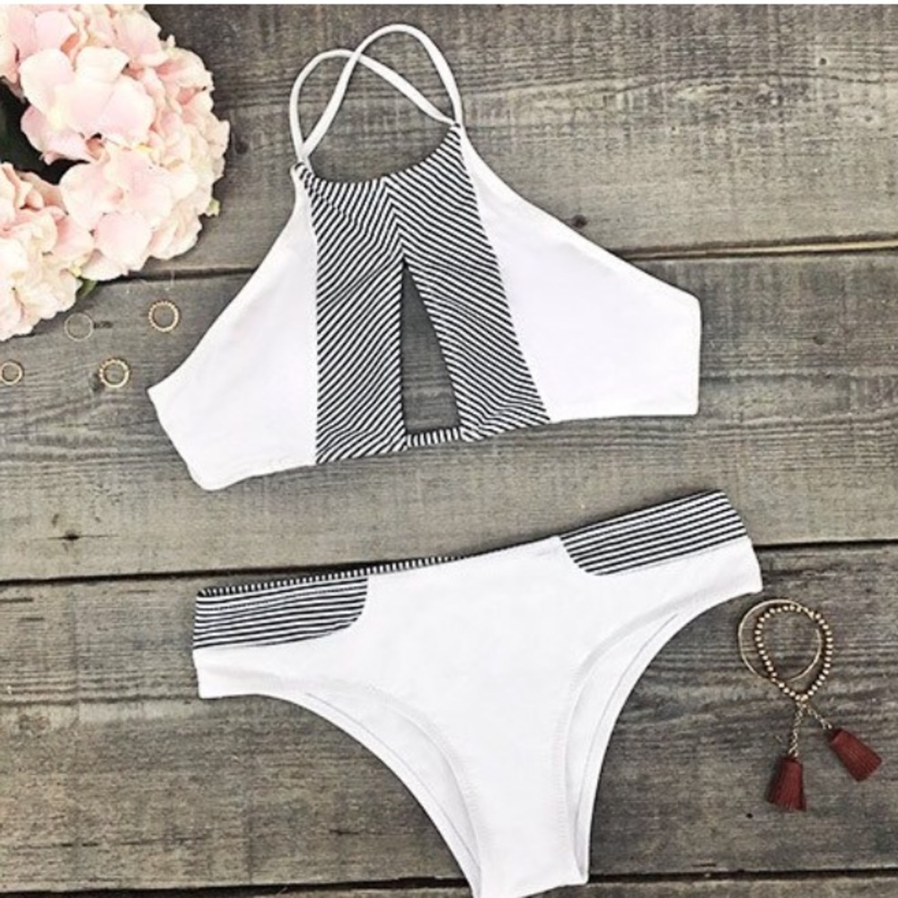 Black and White Stripe Swimsuit