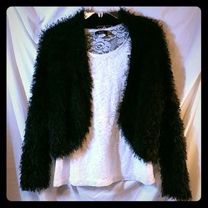 Black long sleeve shaggy sweater....