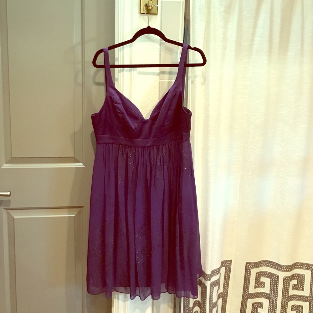 Plum cocktail dress with empire waist