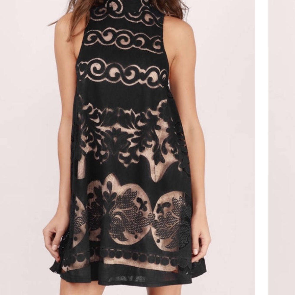 Black Mock Neck Shift Dress