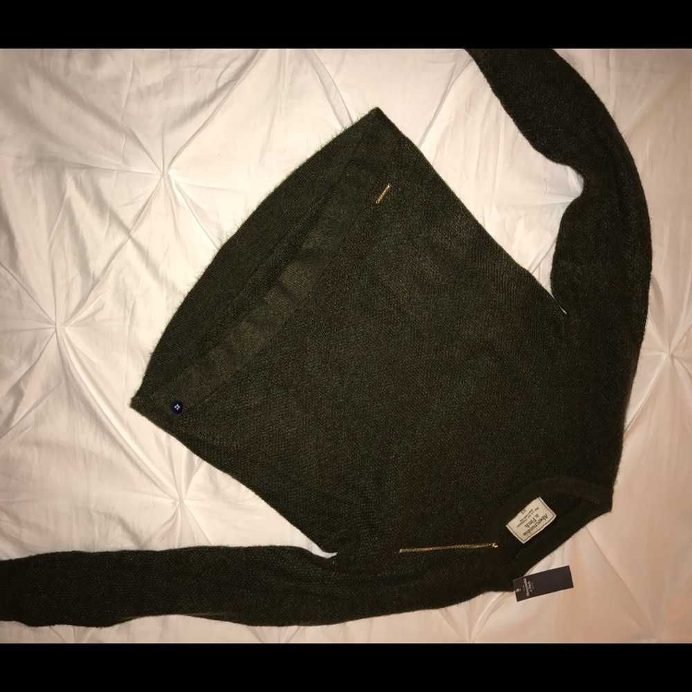 Abercrombie Zip Crew Sweater - Dark Green XS
