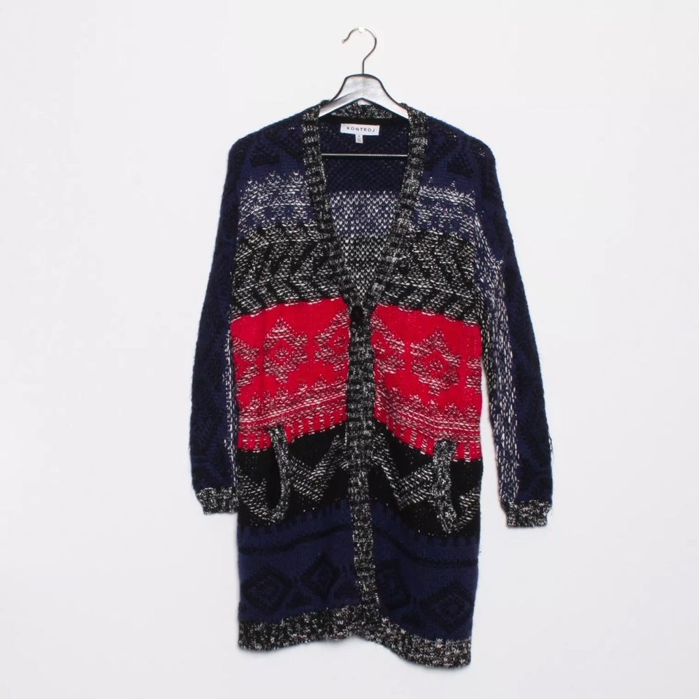 Kontrol Black Knit Cardigan Oversize Sweater Small