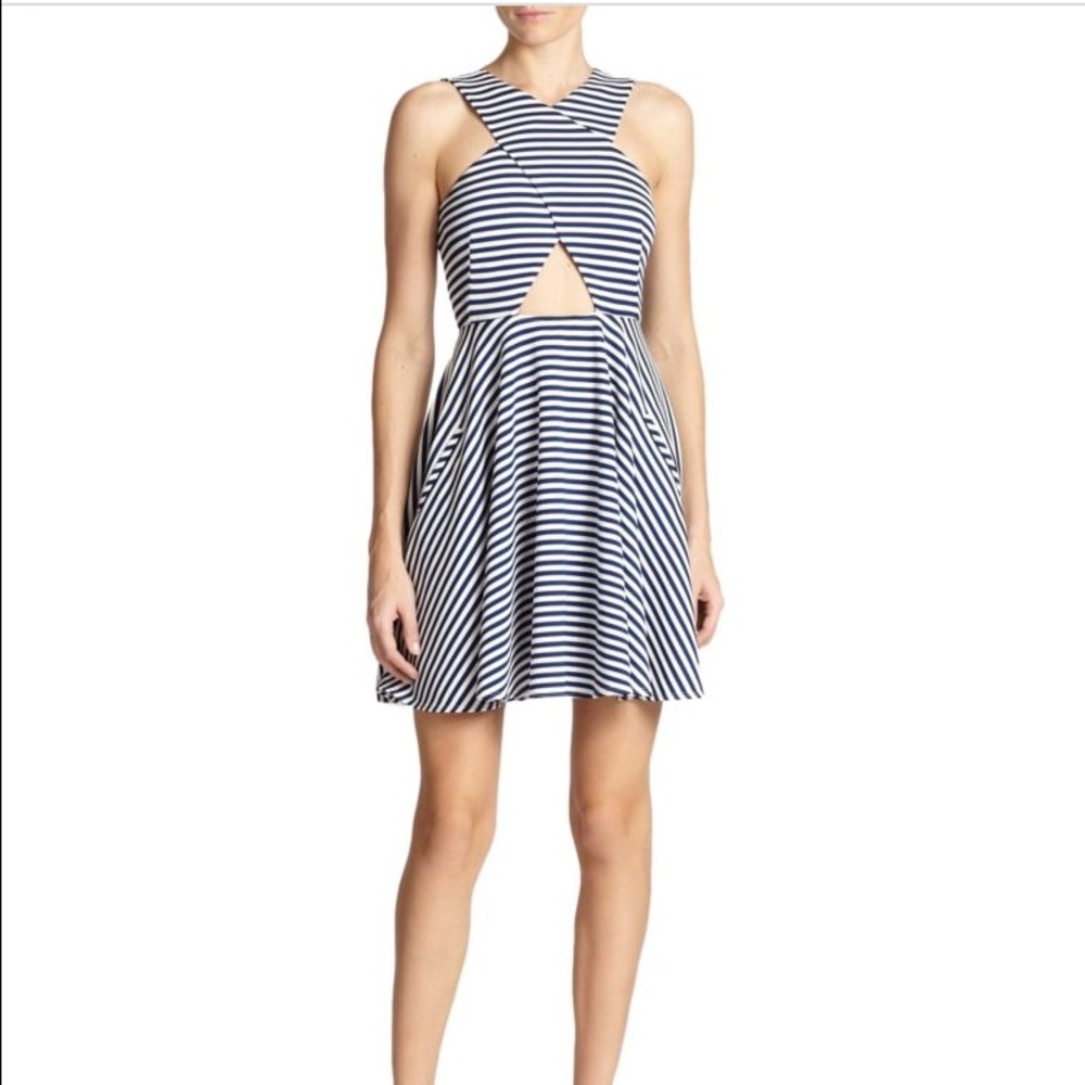 TORN BY RONNY KOBO CUTOUT STRIPED DRESS