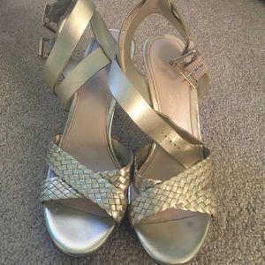 Golden Two Strap Heels