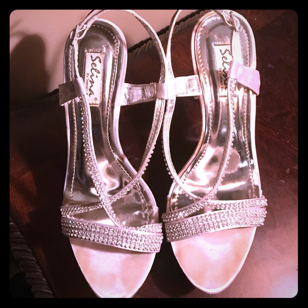 Silver platform heels