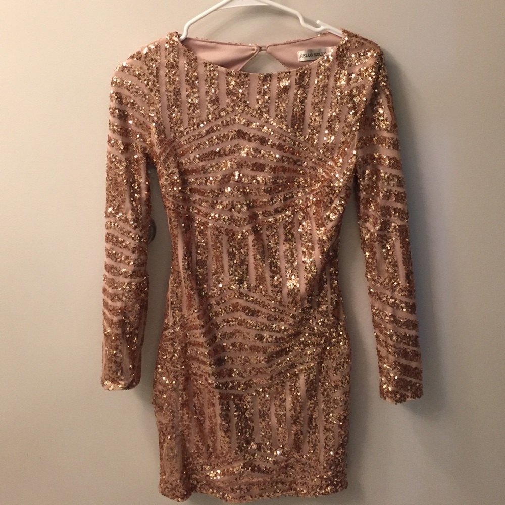 Hello Molly gold sequin dress-open back