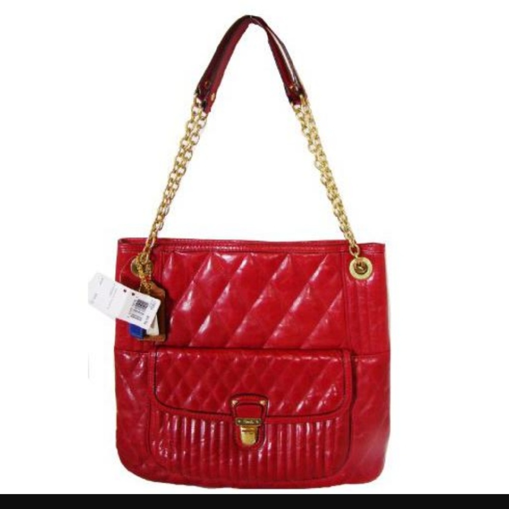 Coach Poppy Red Quilted Leather shoulder bag