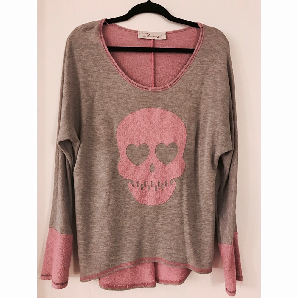 Vintage Havana gray and pink skull sweatshirt
