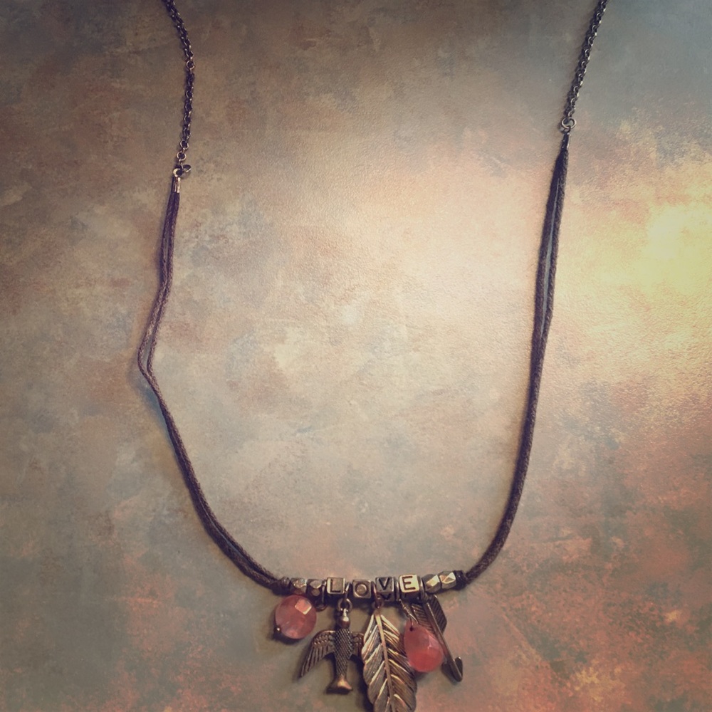 Boho fake leather long necklace