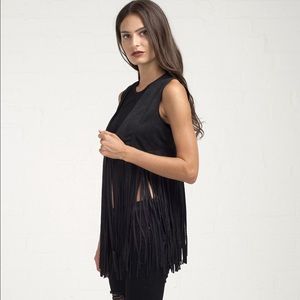 ANGL black fringe suede vest