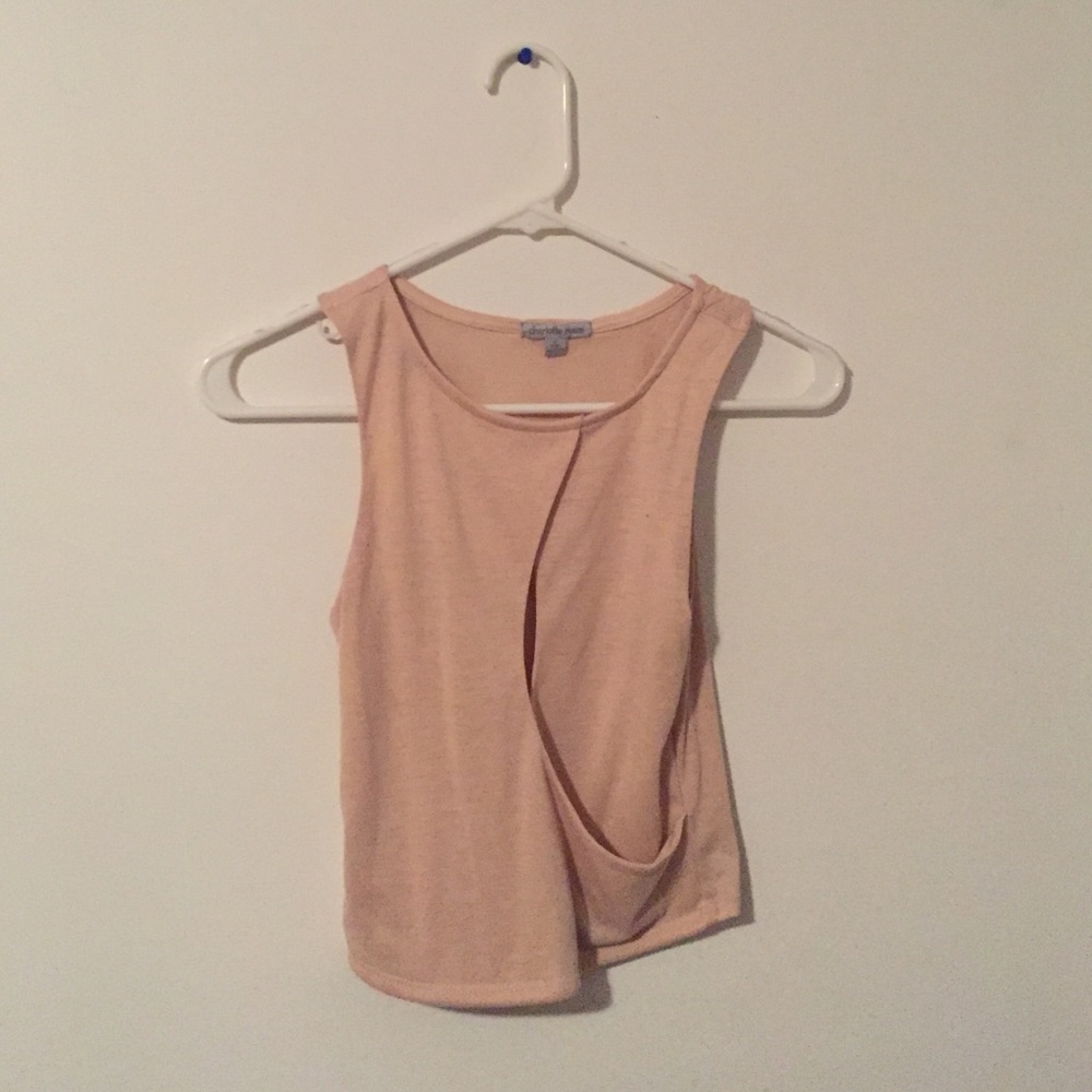Nude crop top with cutout