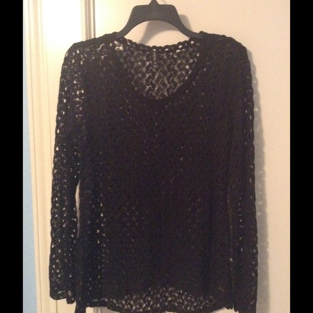 Black Lace Sheer Blouse