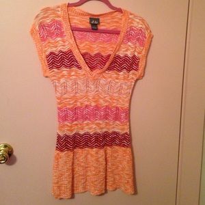 Juniors Lg knit short sleeve tunic