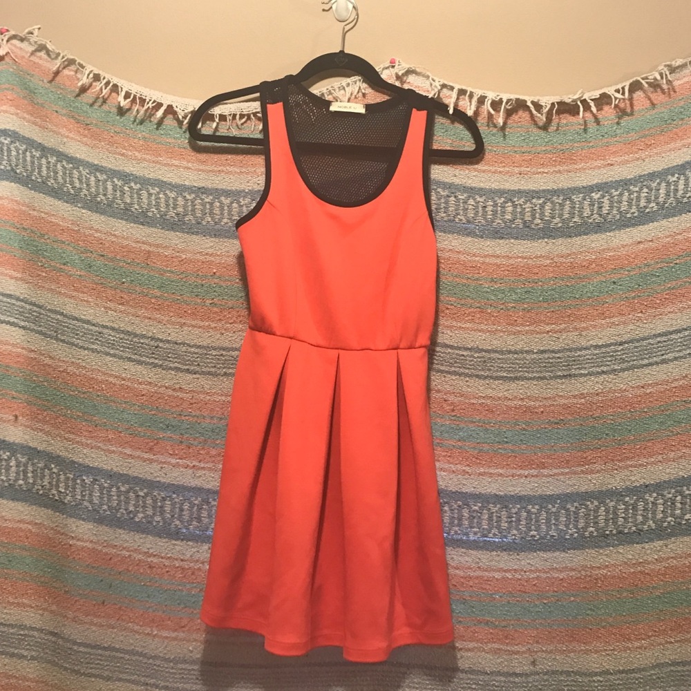 Red with black mesh back dress