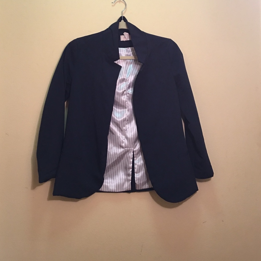 Blue blazer with striped interior
