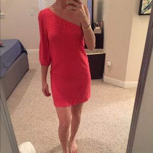 One shoulder coral dress