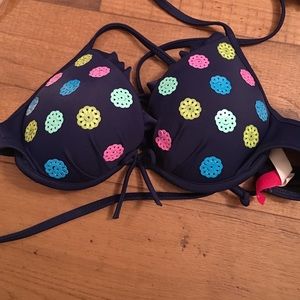 VS halter push up swim top Navy sequin