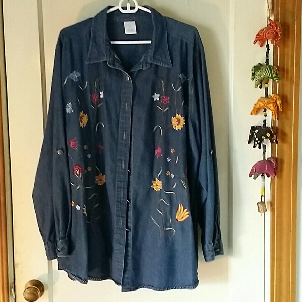 Adorable denim embroidered