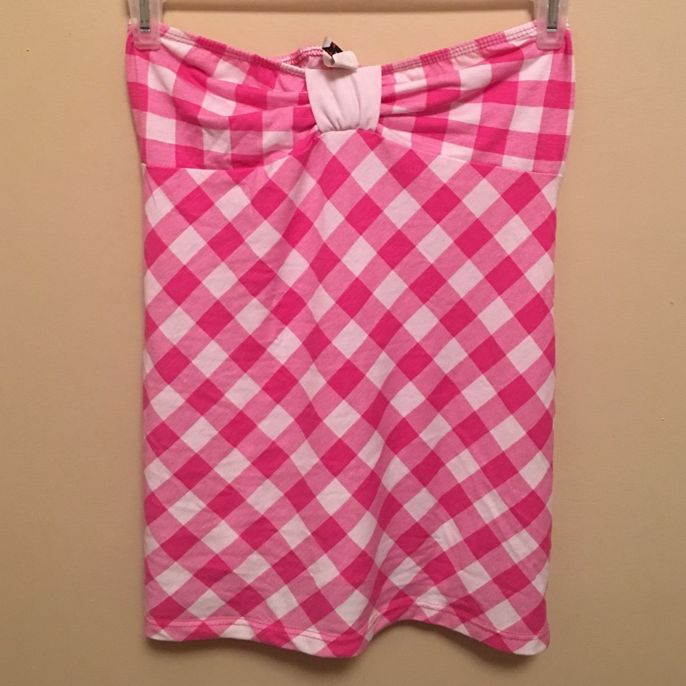 White and pink tube top