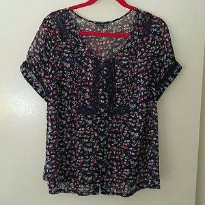 American Eagle sheer button down blouse.