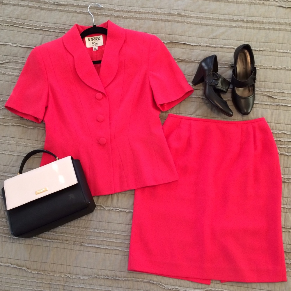 Kasper ASL Petite Coral Skirt Suit