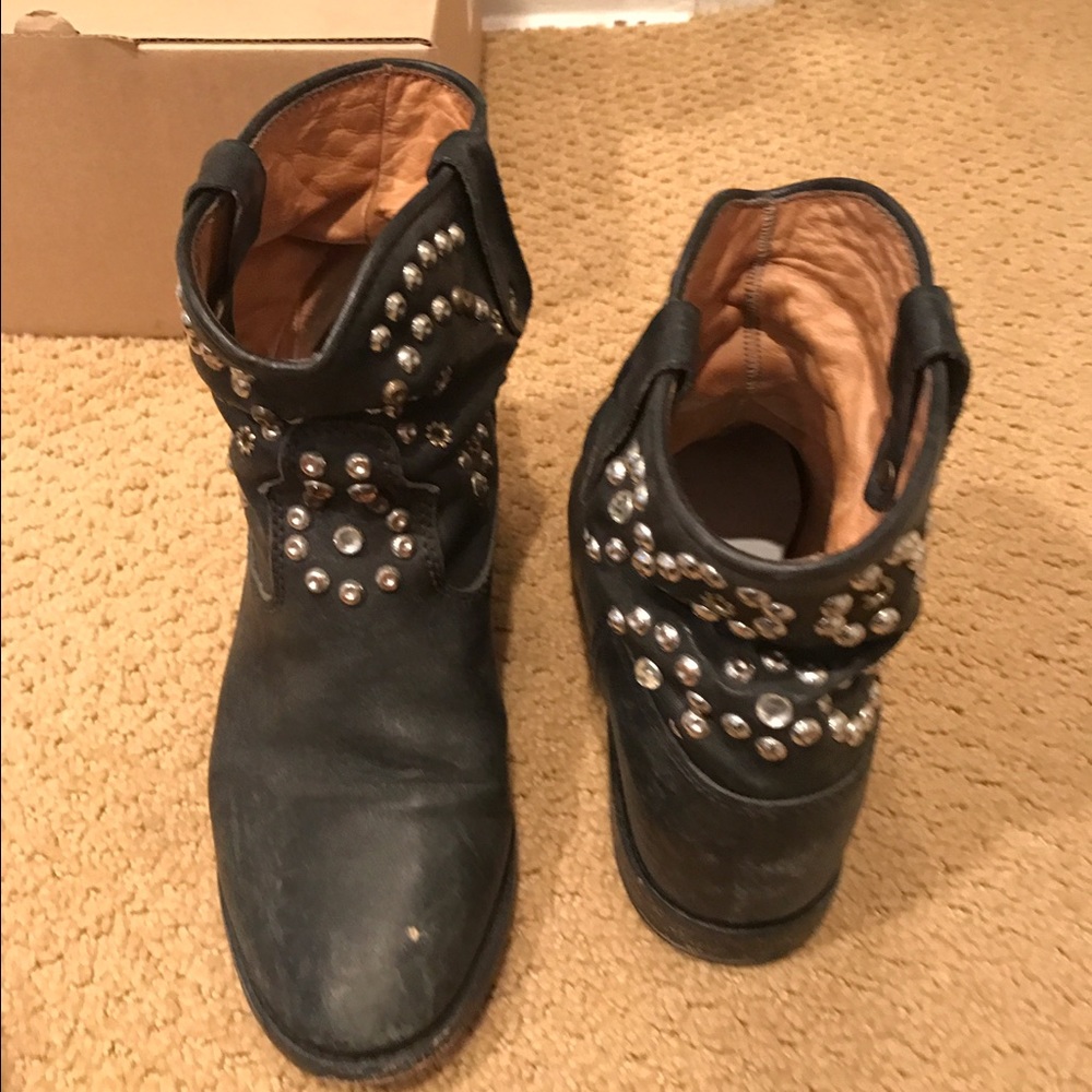 Isabel Marant Caleen Black Leather Studded Booties