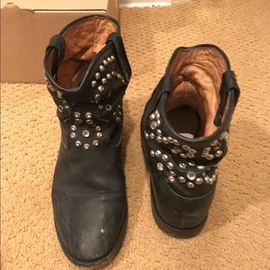 Isabel Marant Caleen Black Leather Studded Booties