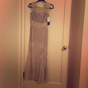 Aidan Mattox Ethereal Beaded Cap-Sleeve Gown