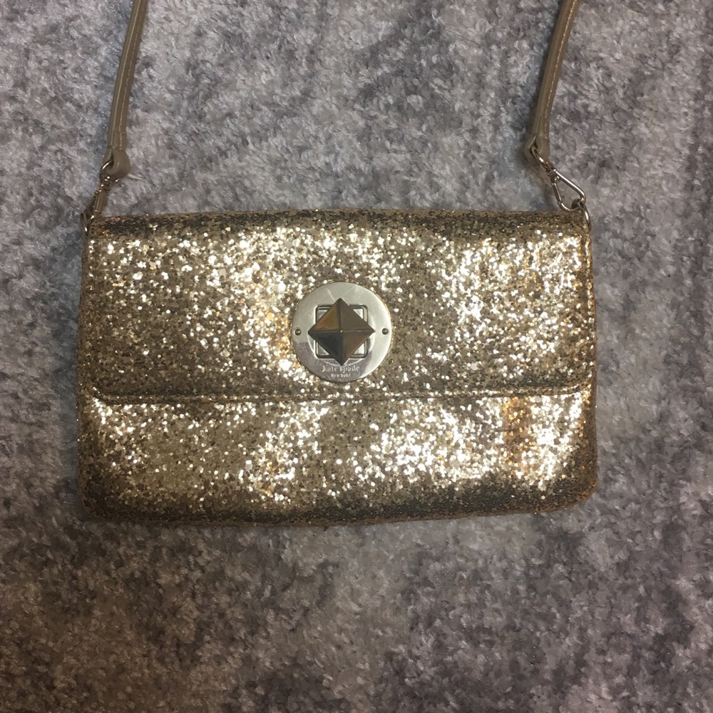 Kate Spade gold glitter crossbody bag