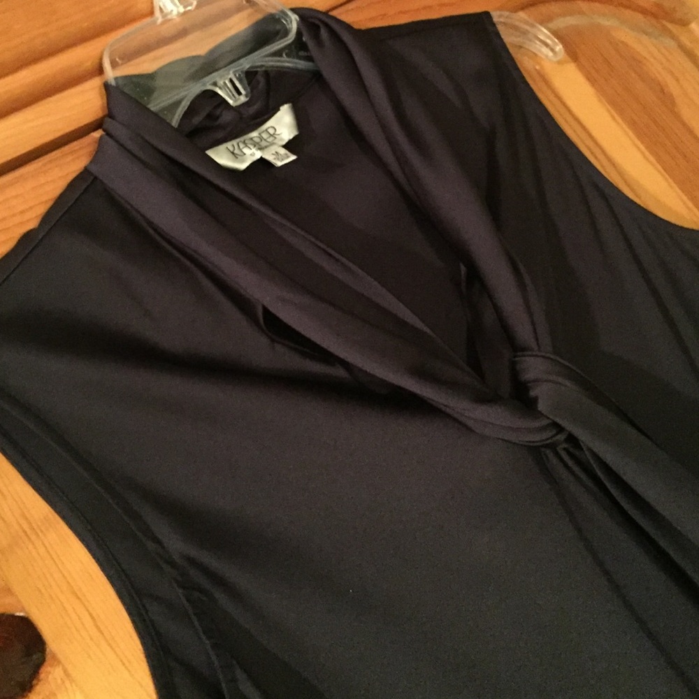 Kasper Navy Blue Blouse with Scarf Sz M