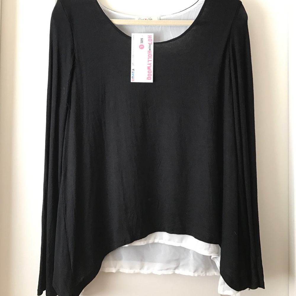 NWT Long Sleeve Layered Black Top