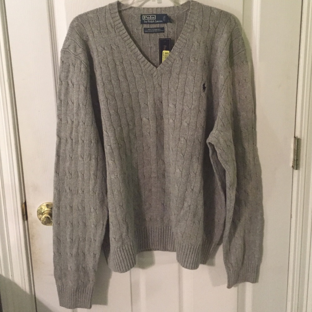 XXL Grey Ralph Lauren Polo V-Neck Sweater