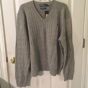 XXL Grey Ralph Lauren Polo V-Neck Sweater